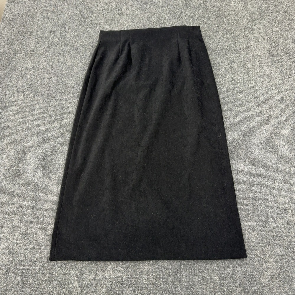 Joanna Skirt Womens 12 Black Polyester Spandex Stretch Back Slit Midi Classic